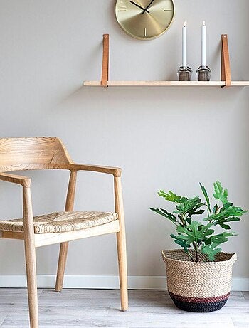 Étagère murale en bois naturel avec lanières en - House Nordic