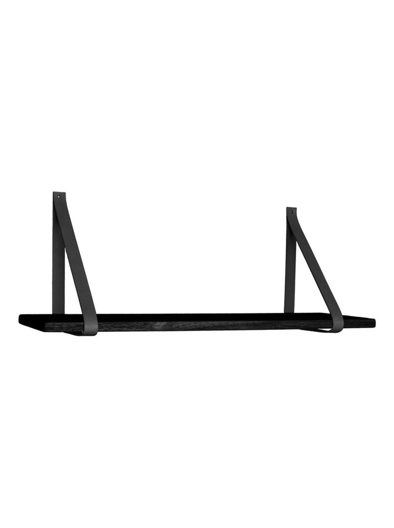 Étagère murale en bois naturel avec lanières en - House Nordic Noir mat - Kiabi