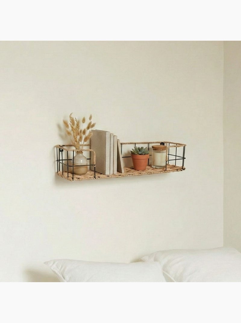 Etagère murale en corde et métal 55cm Noir - Kiabi