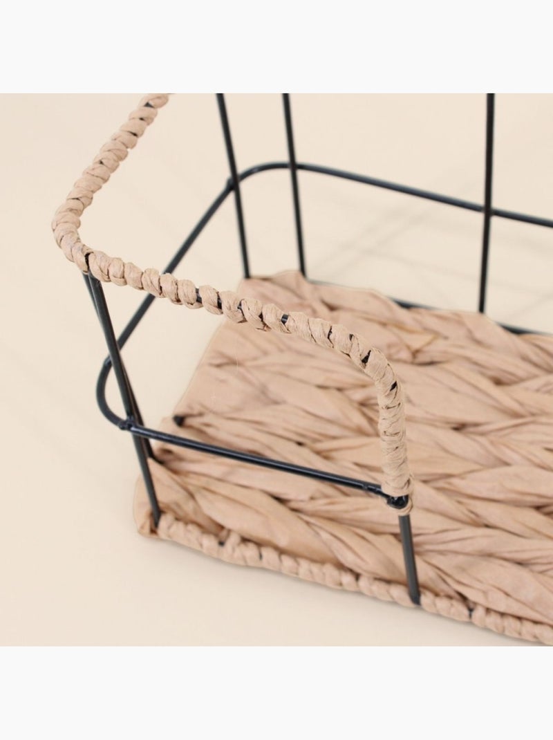 Etagère murale en corde et métal 55cm Noir - Kiabi