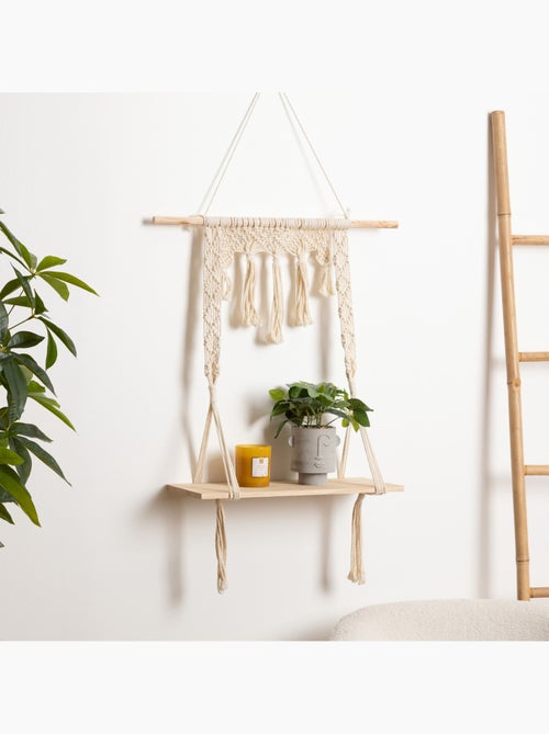 Étagère murale en macramé sur baguette pin MIO - Kiabi