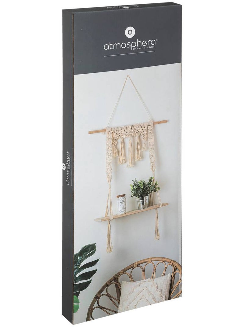 Étagère murale en macramé sur baguette pin MIO Blanc - Kiabi