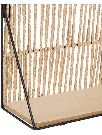 Étagère murale en métal et bois tressé SOFIA