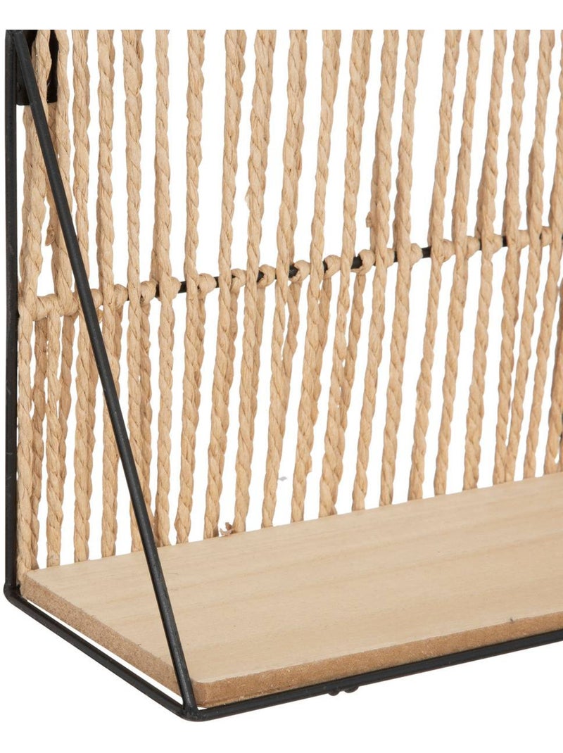 Étagère murale en métal et bois tressé SOFIA Beige - Kiabi