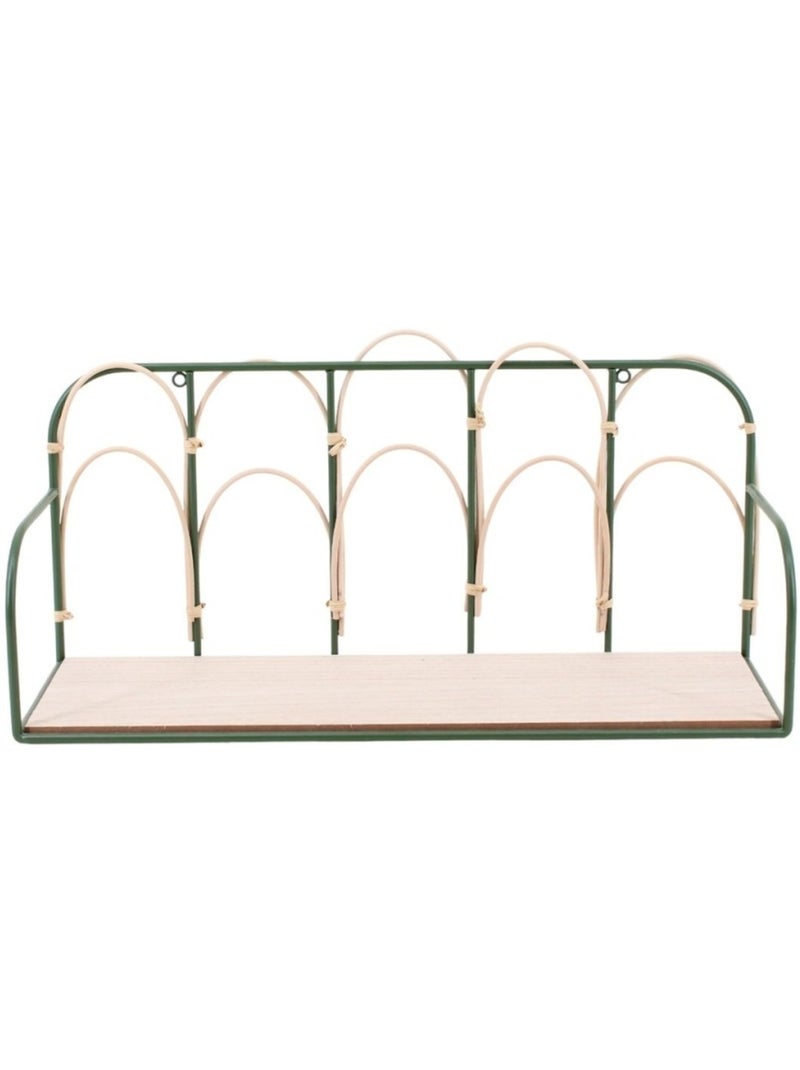 Etagère murale en rotin et métal 45cm Vert - Kiabi
