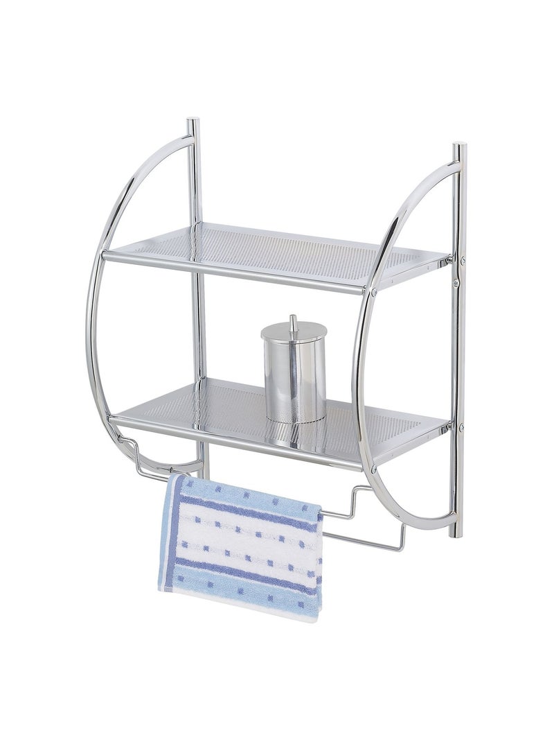 Etagère murale Exclusive à 2 rayons - Chromé Argent - Kiabi