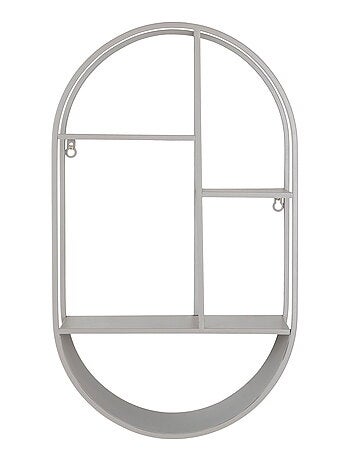 Étagère murale Feira - Étagère murale ovale, acier, gris froid 35x15x60 cm