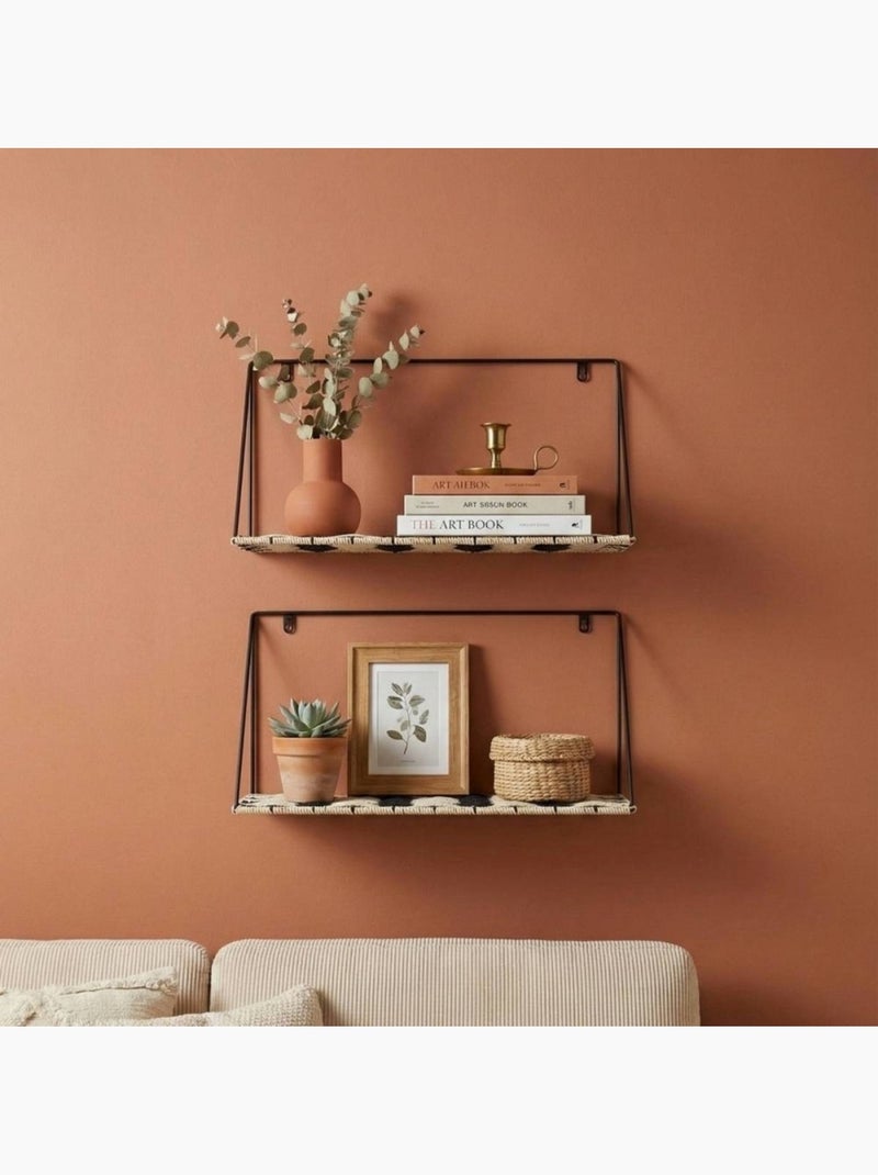 Etagere murale fibres naturelles 40x18x26cm Beige - Kiabi