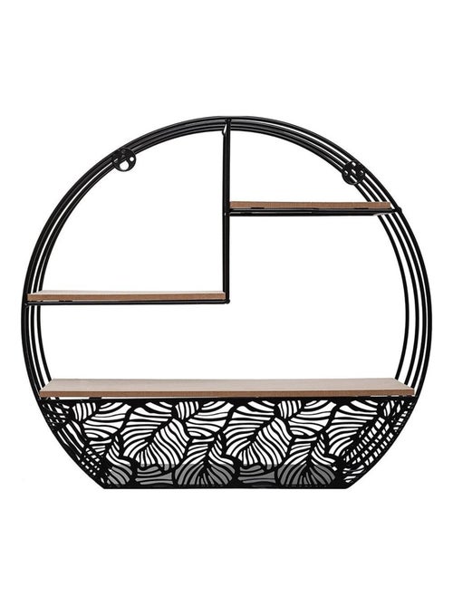 Étagère murale métal et bois ronde noir - Kiabi