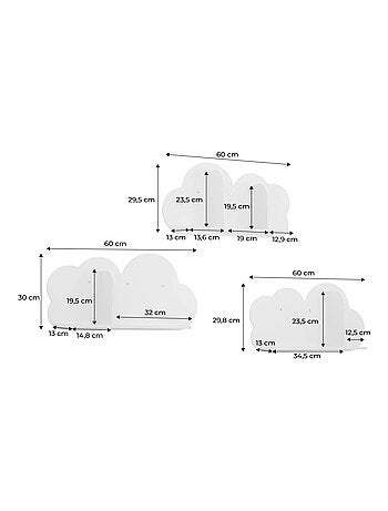 Etagère murale nuage pour chambre enfant (lot de 3) Nephos