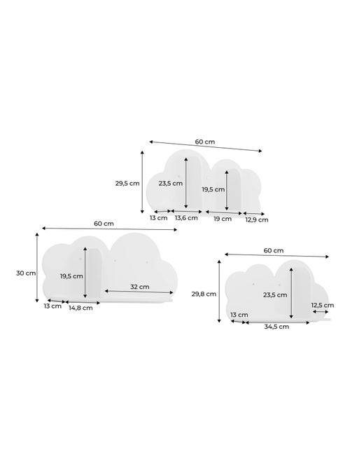 Etagère murale nuage pour chambre enfant (lot de 3) Nephos - Kiabi