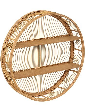 Étagère murale ronde en bambou et sapin inacio