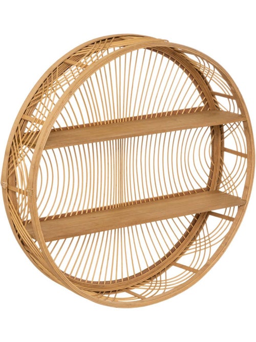 Étagère murale ronde en bambou et sapin inacio - Kiabi
