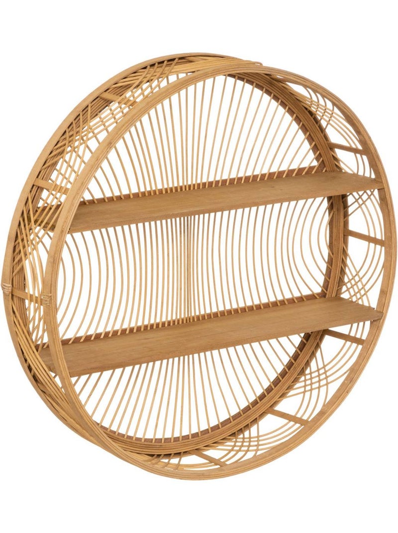 Étagère murale ronde en bambou et sapin inacio Beige - Kiabi