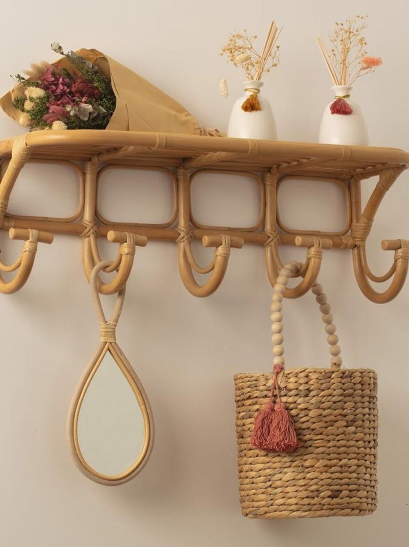 Étagère murale rotin 5 crochets Aoni Beige - Kiabi