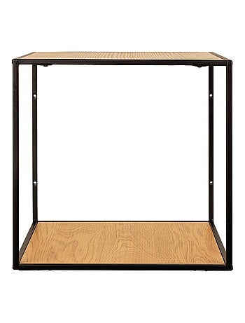 Étagère murale Vita - Étagère murale, aspect chêne, cadre noir 36x36x36 cm