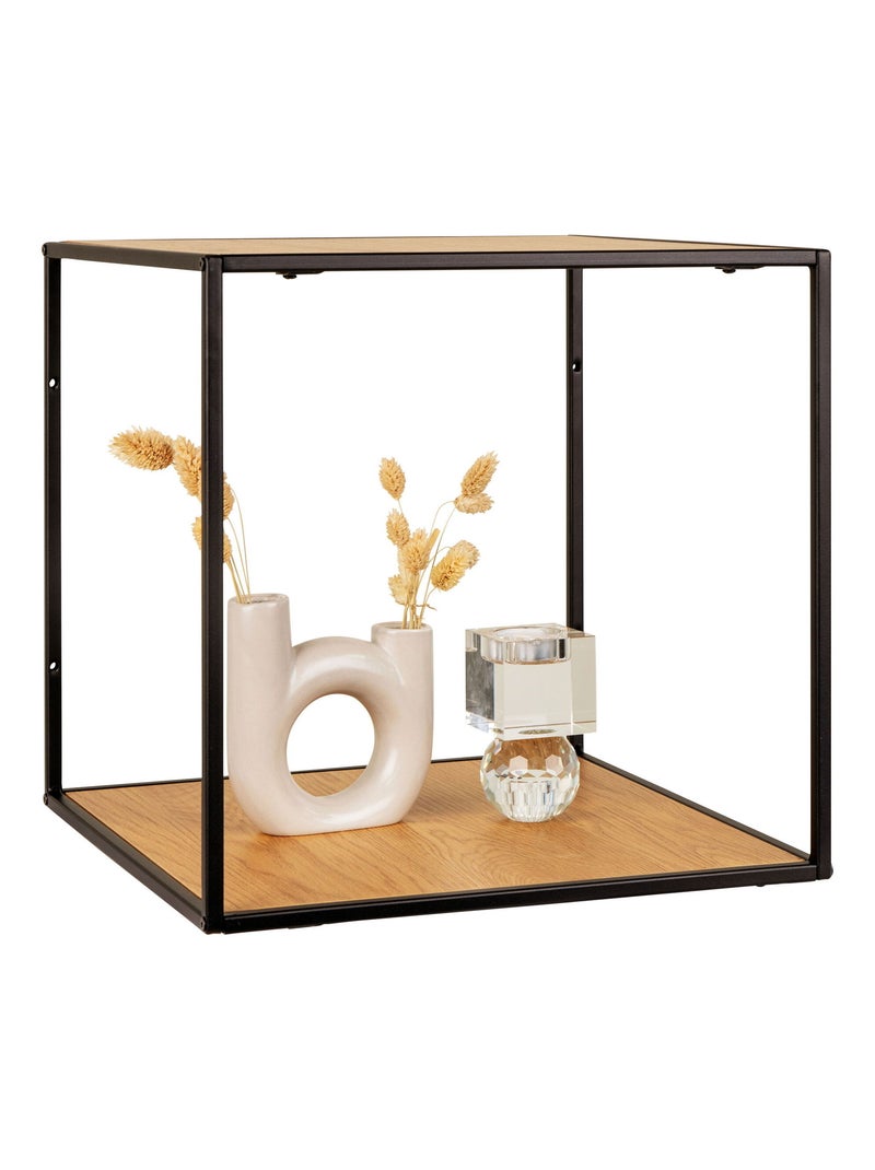 Étagère murale Vita - Étagère murale, aspect chêne, cadre noir 36x36x36 cm Beige - Kiabi