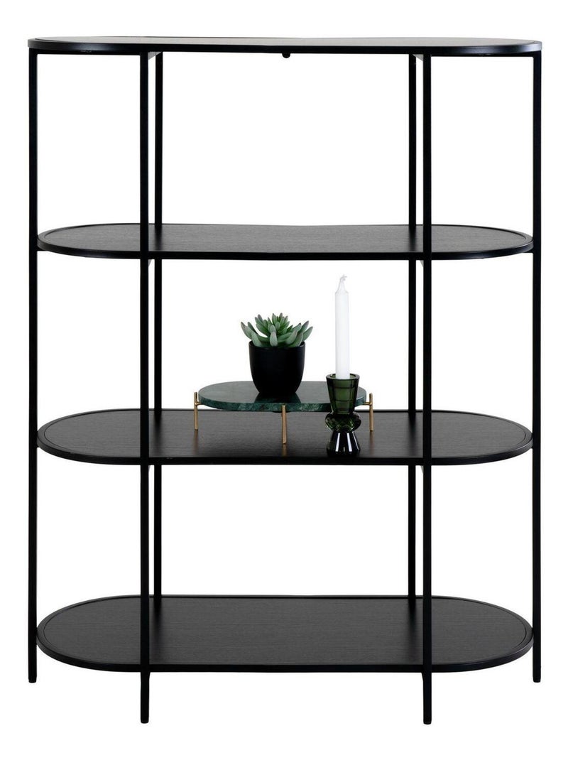 Étagère noire ovale à 4 étage avec cadre noir 85 x - House Nordic Noir mat - Kiabi