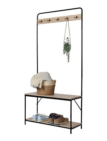 Etagère porte manteaux avec range chaussures