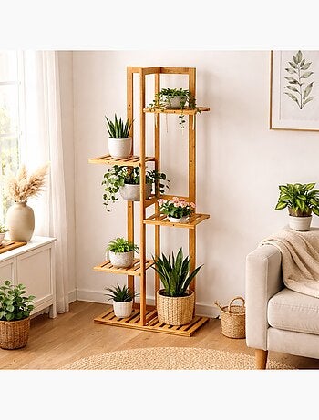 Etagère porte plantes en bambou 5 niveaux