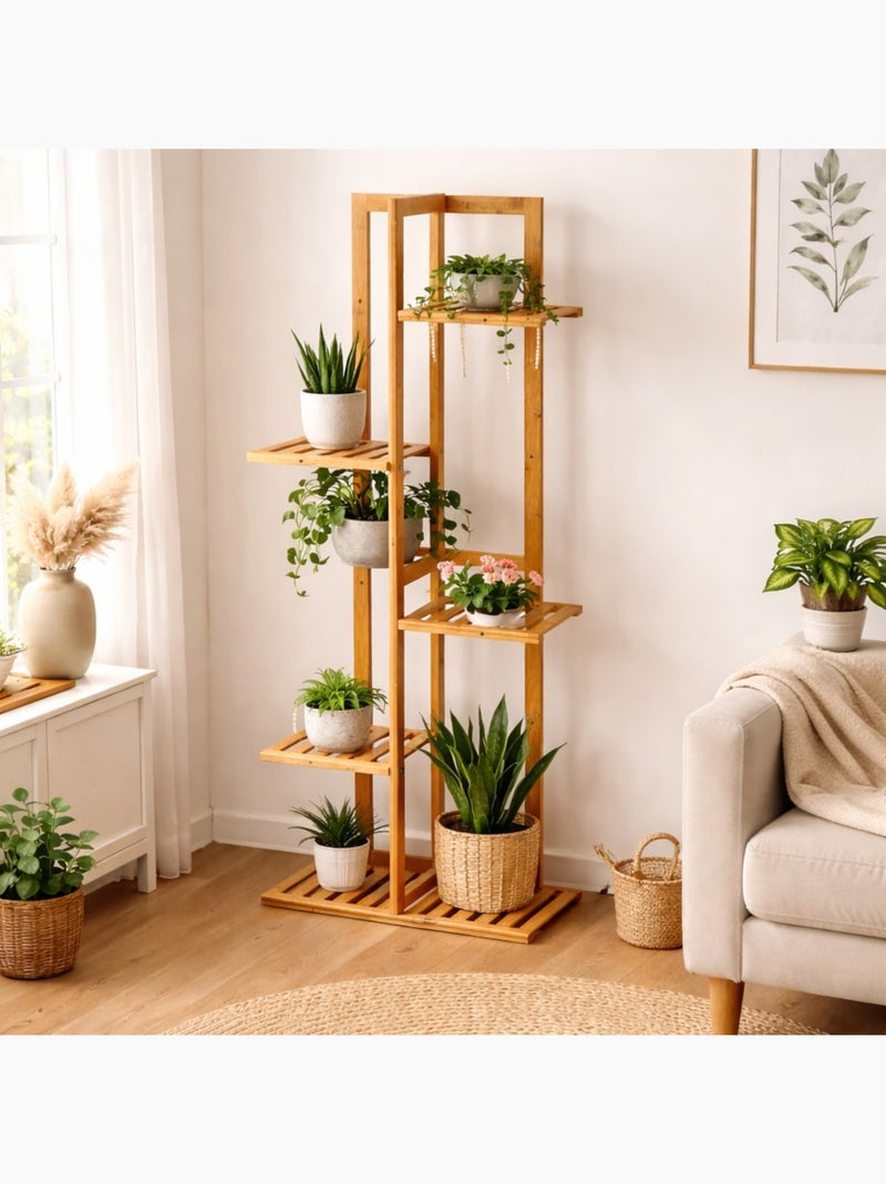 Etagère porte plantes en bambou 5 niveaux Beige - Kiabi