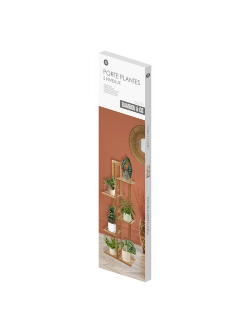 Etagère porte plantes en bambou 5 niveaux - Kiabi Etagère porte plantes en bambou 5 niveaux - Kiabi