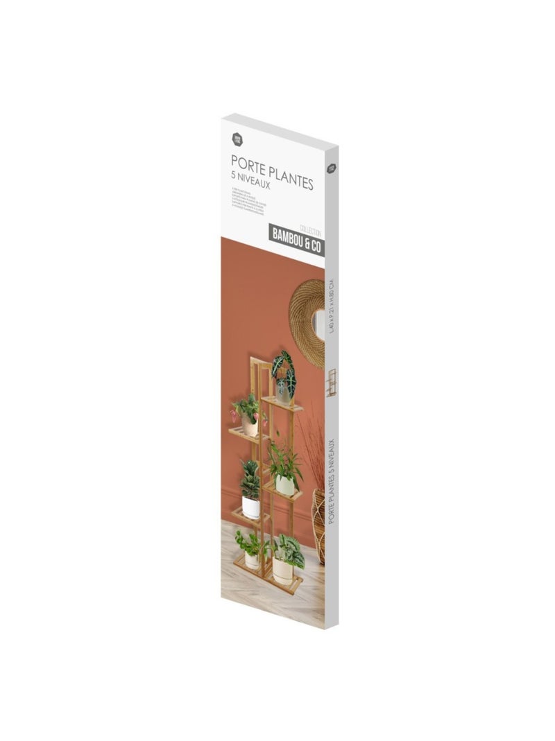 Etagère porte plantes en bambou 5 niveaux Beige - Kiabi