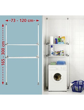 Etagère pour machine à laver et toilette - H. 165/300 cm - Gris
