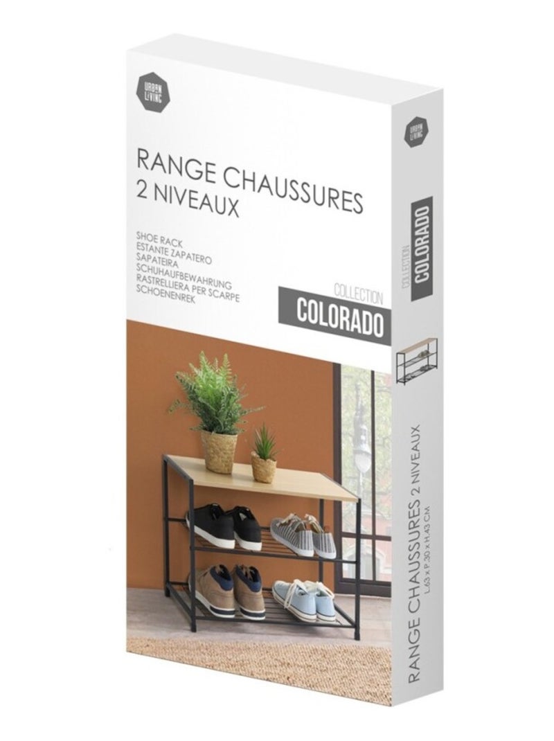 Etagère range chaussures 2 niveaux 63x30xh43cm Argent - Kiabi