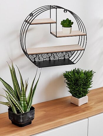 Etagère ronde en bois et métal