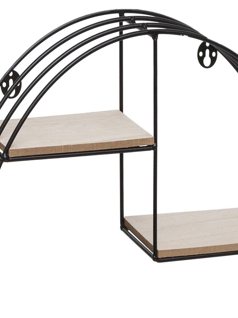 Etagère ronde en bois et métal Noir - Kiabi