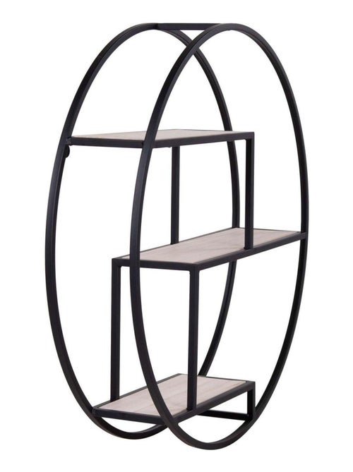 Étagère ronde en bois naturel avec cadre noir Ø 62 - House Nordic - Kiabi