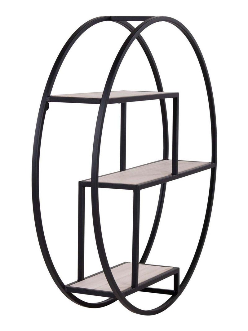 Étagère ronde en bois naturel avec cadre noir Ø 62 - House Nordic Marron - Kiabi