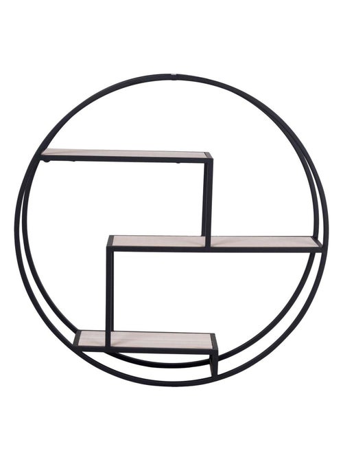 Étagère ronde en bois naturel avec cadre noir Ø 62 - House Nordic - Kiabi