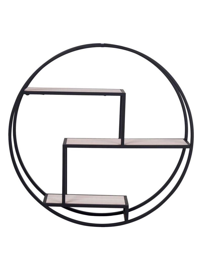 Étagère ronde en bois naturel avec cadre noir Ø 62 - House Nordic Marron - Kiabi