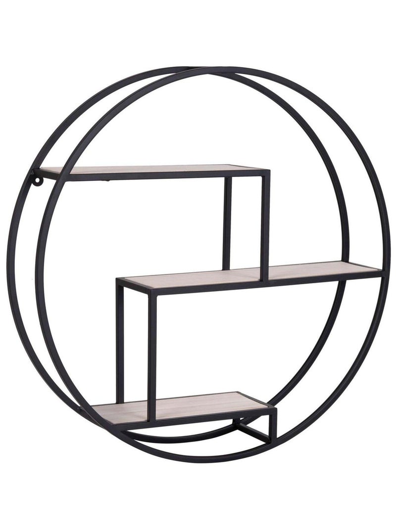 Étagère ronde en bois naturel avec cadre noir Ø 62 - House Nordic Marron - Kiabi
