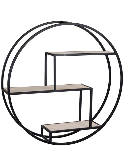 Étagère ronde en bois naturel avec cadre noir Ø 62 - House Nordic - Kiabi