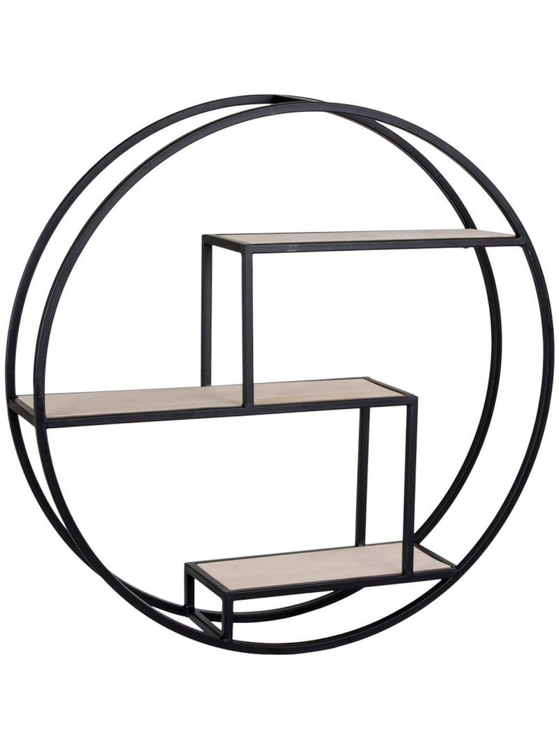 Étagère ronde en bois naturel avec cadre noir Ø 62 - House Nordic Marron - Kiabi