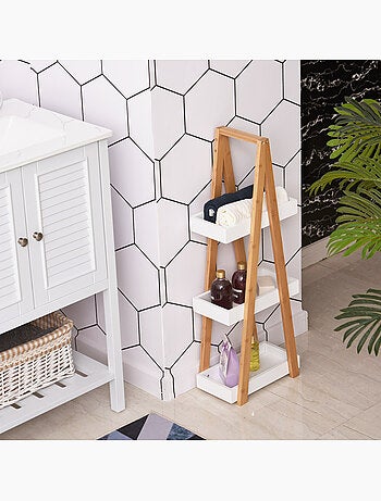 Etagère salle de bain bambou 3 paniers