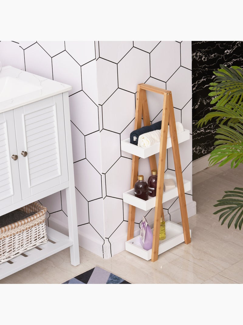 Etagère salle de bain bambou 3 paniers Blanc Blanc - Kiabi