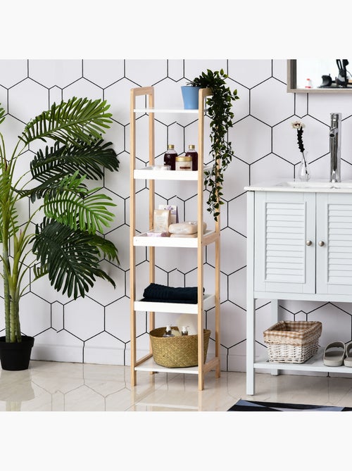 Etagère salle de bain bambou paniers + étagères - Kiabi