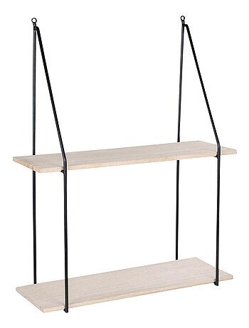 Étagères 2 étages en bois naturel avec cadre noir - House Nordic