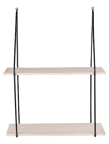 Étagères 2 étages en bois naturel avec cadre noir - House Nordic