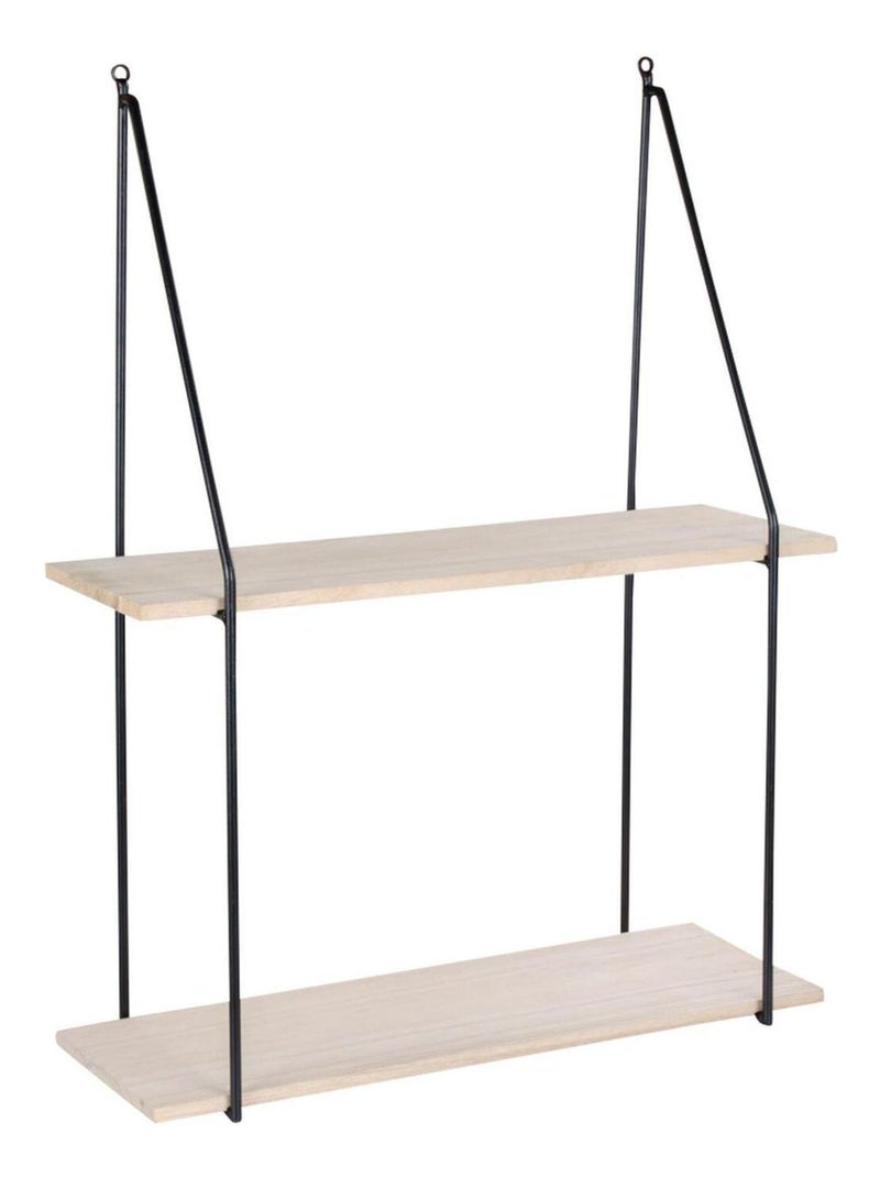 Étagères 2 étages en bois naturel avec cadre noir - House Nordic Marron - Kiabi