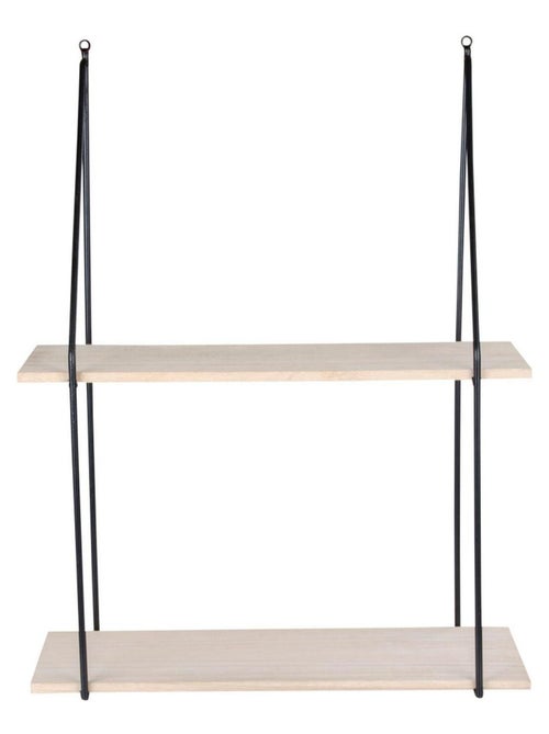 Étagères 2 étages en bois naturel avec cadre noir - House Nordic - Kiabi