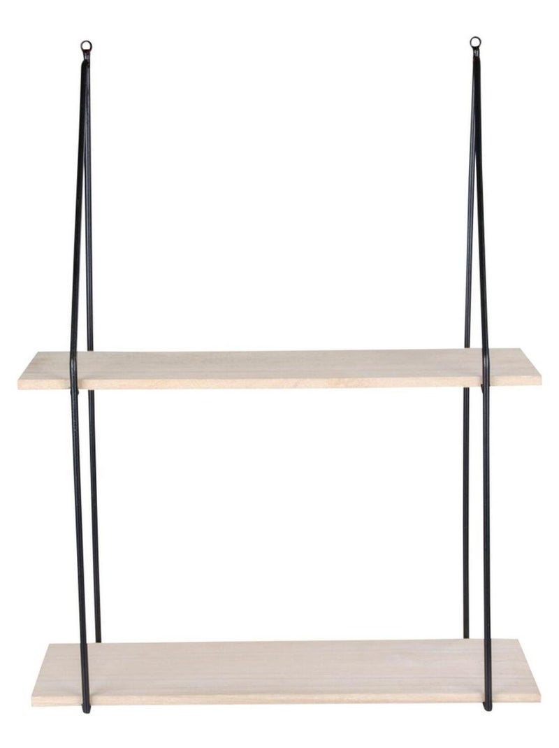 Étagères 2 étages en bois naturel avec cadre noir - House Nordic Marron - Kiabi