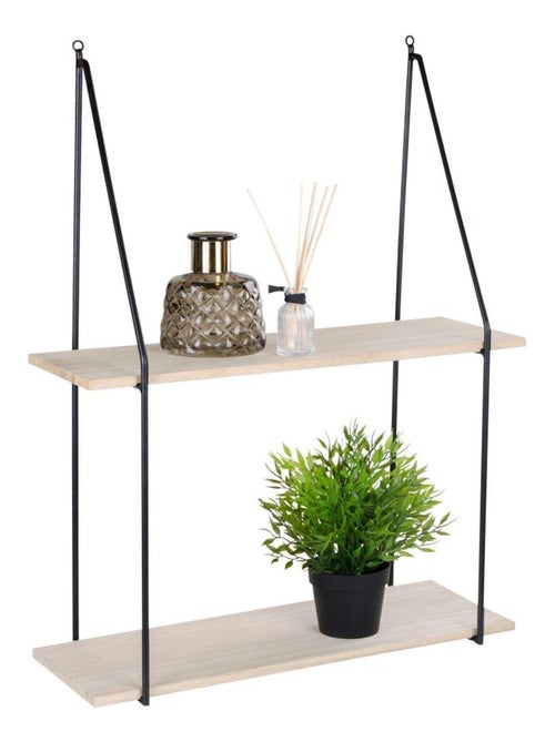 Étagères 2 étages en bois naturel avec cadre noir - House Nordic - Kiabi