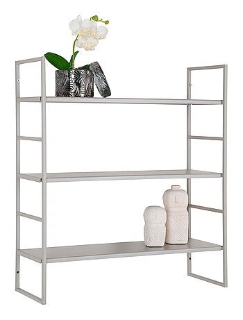 Étagères Beja - Étagères, acier, gris froid, 3 étagères 48x17x55 cm