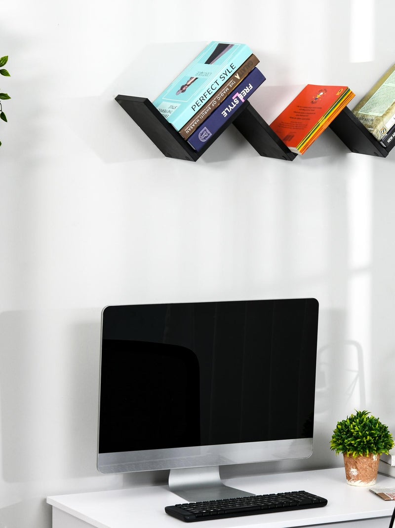 Etagères murale flottante - design contemporain en V - kit fixation inclus Noir - Kiabi