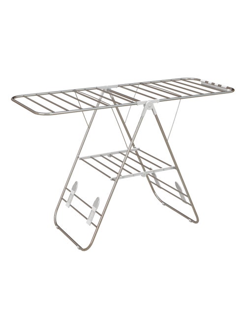 Etendoir à linge pliable sur pied - 2 niveaux ajustables - acier - Kiabi